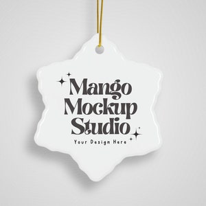 Christmas Ornament Mockup Photo | White Ceramic Ornament Mockup | Print on Demand Mockups | Snowflake Ornament Mockup | Blank Ornament