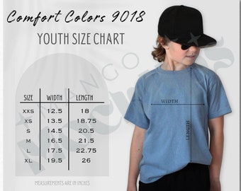 Comfort Colors c9018 Size Chart | Kids Comfort Colors Size Chart | Youth Comfort Colors Size Chart | JPG File