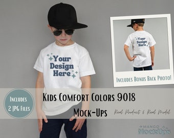Kids Comfort Colors 9018 Mock Up Bundle | Kids comfort colors mockups | Real kid model shirt mockups | Real model mockups | comfort colors
