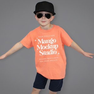 Comfort Colors 9018 Mockup Bundle | Comfort Colors Melon Mockups | Comfort Colors Front and Back Mockups | Kids Orange Tshirt mockups