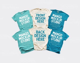 Comfort Colors C1717 Group Shirt Mockup | Front and Back 1717 Mockups | CC1717 Seafoam Ivory Topaz Blue | Simple Fun Trendy Group Mocks