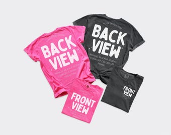 Comfort Colors C1717 Group Shirt Mockup | CC 1717 Front and Back Flat Lay Mockups | CC1717 Neon Pink Pepper | Real Product Photography