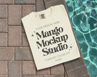 Comfort Colors C1717 Ivory Shirt Flat Lay Mockup | CC1717 Front and Back Mockups