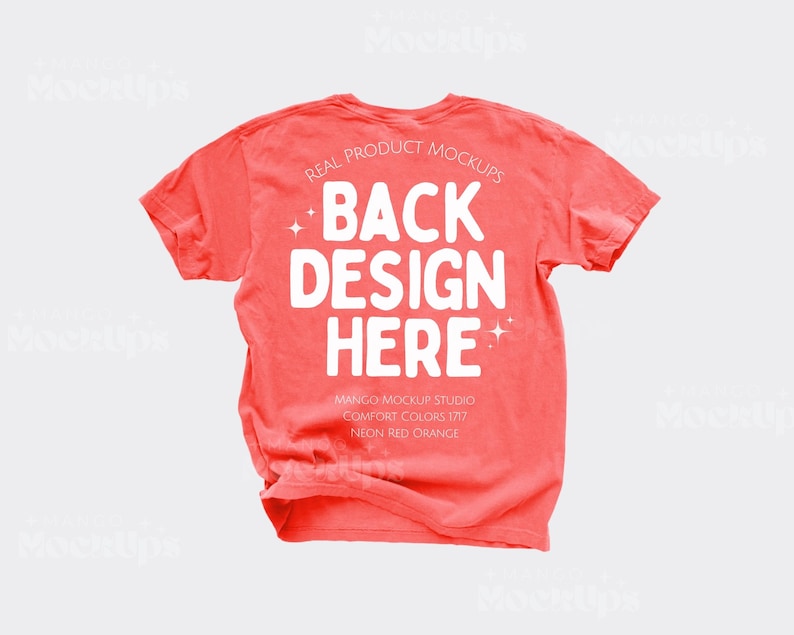 Comfort Colors C1717 Neon Red Orange Shirt Flat Lay Mockup | 1717 Front ...