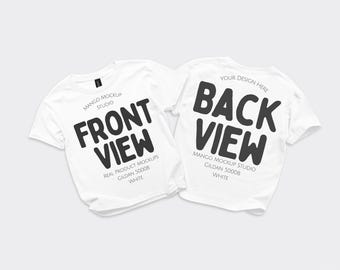 Youth Gildan 5000B Front and Back Shirt Mockup | G500 Kids White T-Shirt Flat Lay Mockups | Real Product Photography