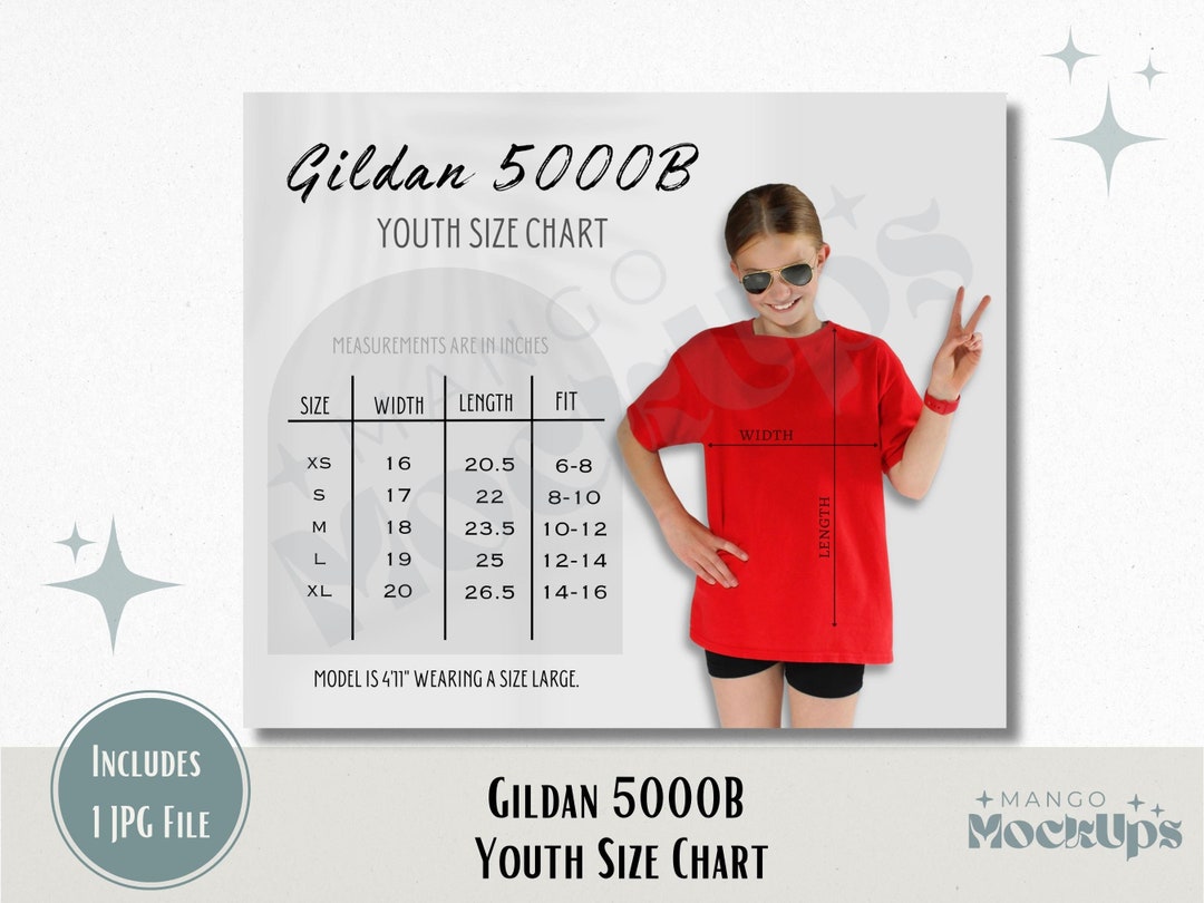 Gildan 5000B Size Chart Youth Gildan 5000 Size Chart Kids Gildan