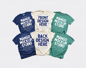 Comfort Colors C1717 Group Shirt Mockup | Front and Back 1717 Mockups | CC1717 True Navy Ivory Light Green |Simple Fun Trendy Group Mocks