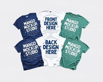 Comfort Colors C1717 Group Shirt Mockup | Front and Back 1717 Mockups | CC1717 True Navy White Light Green |Simple Fun Trendy Group Mocks