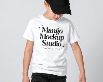 Mockup Gildan 64000B / Mockup di maglietta bianca per bambini / Mockup di maglietta bianca per ragazzi / Mockup Printify / Mockup di stampa su richiesta / Mockup reali