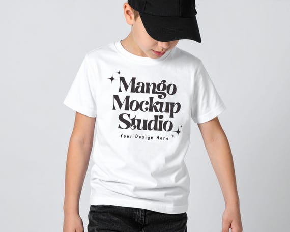 Gildan 64000B Mockup | Kids white T-Shirt Mockup | Youth White Tshirt Mockup | Printify Mockups | Print on Demand Mockups | Real Mockups