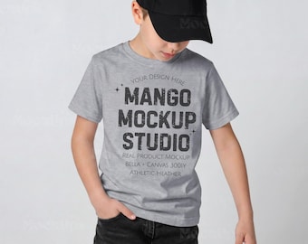 Bella Canvas 3001 Youth Athletic Heather T-shirt Mockup