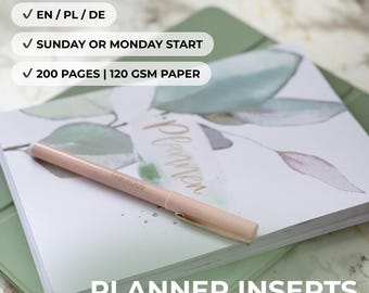 A5 A6 Planner Inserts, 120gsm Paper, Daily or Weekly Layout