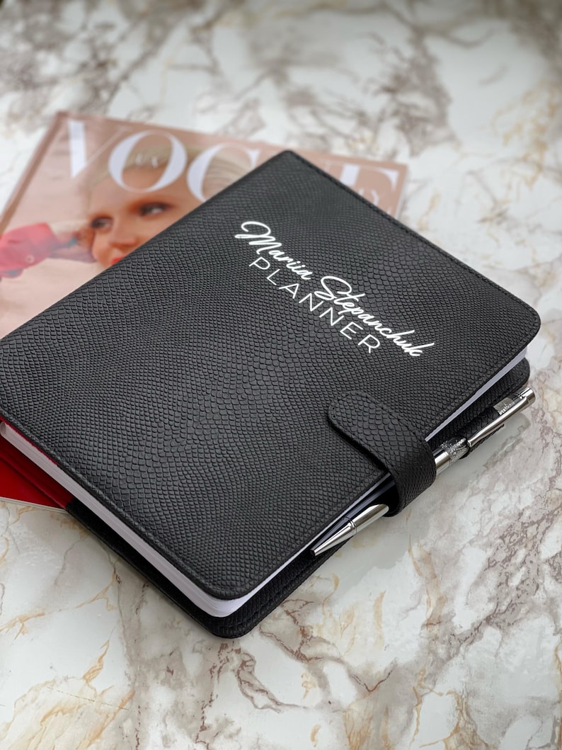 Caderno personalizado com textura de python em couro vegano: A5/A6 com encadernação em argola imagem 1