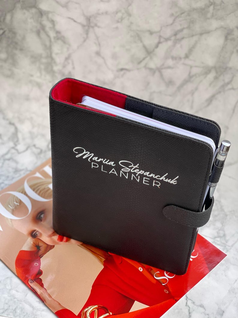 Caderno personalizado com textura de python em couro vegano: A5/A6 com encadernação em argola imagem 2