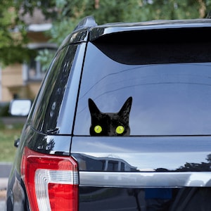 Black Cat Sticker, Peeking Black Cat Windshield Decal, Funny Cat Lover Gift,Gift for Cat Mom, Cat Dad, Laptop Decal, Cute Car Window Sticker