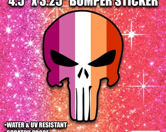 autocollant de crâne de punisseur de fierté lesbienne | Sticker pour voiture LGBTQ+