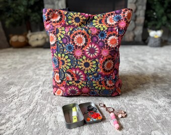 Grand sac fourre-tout fait main pour projets de tricot et crochet, avec accessoires supplémentaires