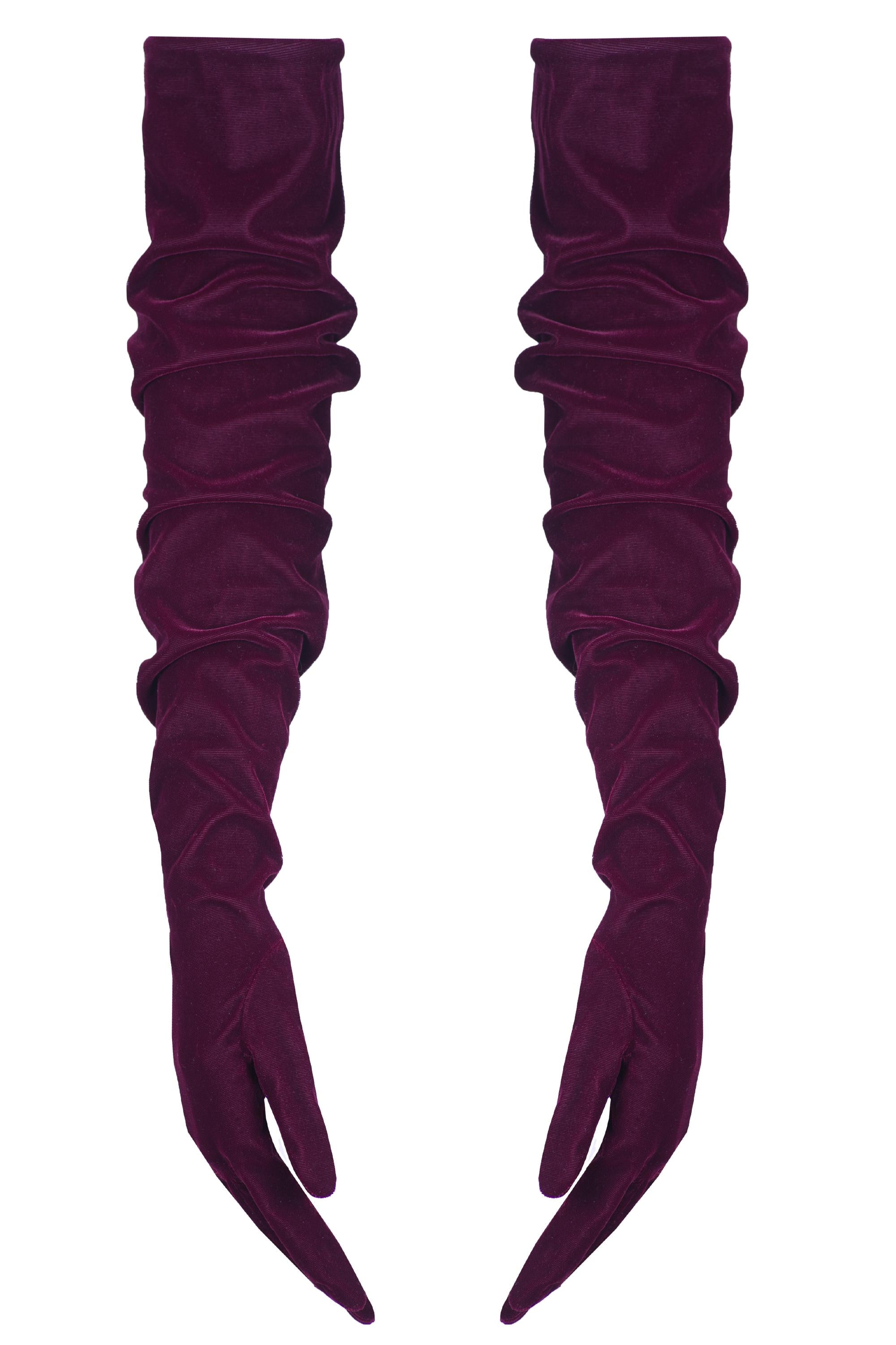 Burgundy Velvet Long Gloves, Vine Red, Dark red evening Gloves, Opera Length, Boudoir, for Her, Burlesque Style, Fashion Look Masquerade