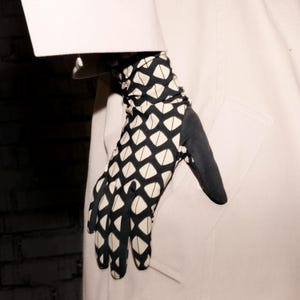 Print Gloves, Fashion Short Gloves, Bespoke Gloves, Customizable Gloves, , Lightweight Gloves, Drag Queen Gloves, Vintage Stretch Gloves