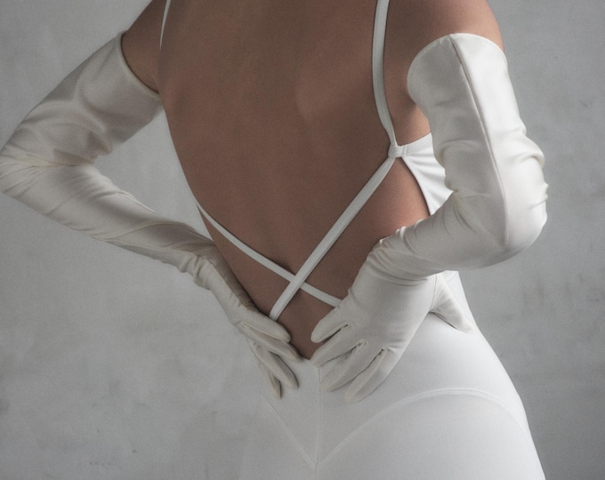 Wedding Satin Long Gloves, Custom, Bridal, Formal Classic Gloves, Ivory Evening Gloves, Elbow Prom Gloves, Luxury Bridal Accessories for her