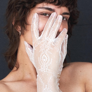 Wedding lace gloves, White Bridal Gloves, Long Ivory Gloves, Formal Gloves, Evening Gloves, Opera gloves, Elbow Gloves, Costume Gloves image 1