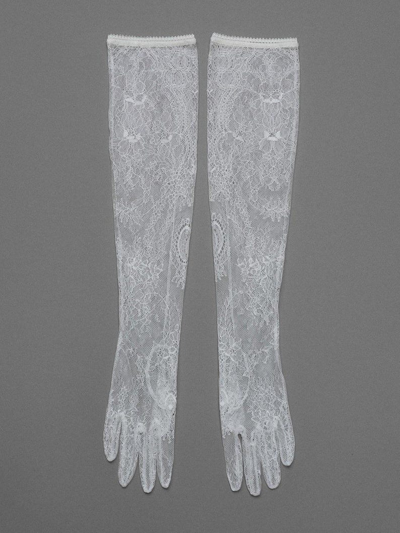 Wedding lace gloves, White Bridal Gloves, Long Ivory Gloves, Formal Gloves, Evening Gloves, Opera gloves, Elbow Gloves, Costume Gloves image 2