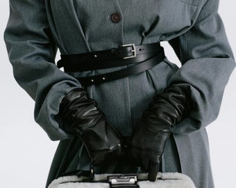Svarta äkta läderhandskar, Liksom lång klassisk modell, Accessoarer, Vår, Höst, Vinter, Handgjorda handskar, Dam, Bästa presenten, Present till henne