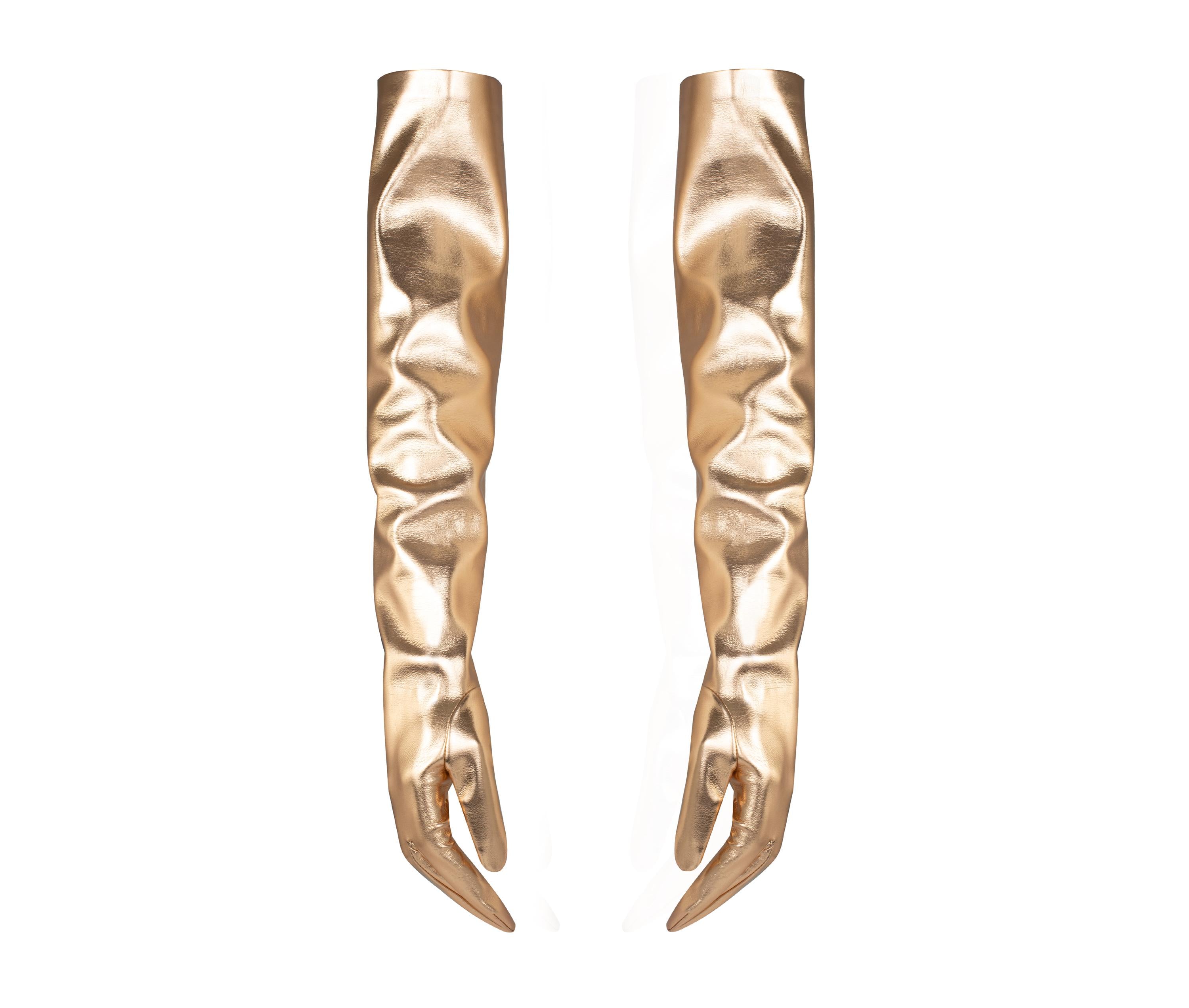 Golden faux leather gloves, Long Gloves for Party, Formal Gloves, Customizable gloves, Opera Length Gloves, Evening Accessories
