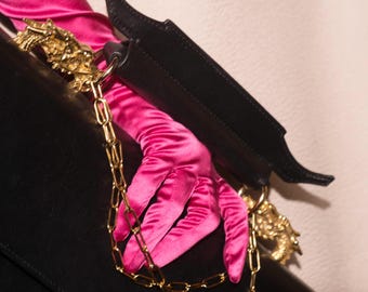 Guantes de satén fucsia, guantes largos rosas, guantes formales, guantes personalizables, guantes de tocador con largo de ópera, guantes de noche, guantes para mujer