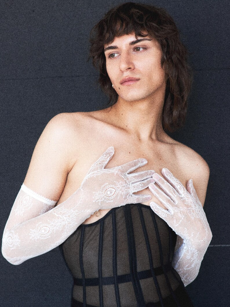 Wedding lace gloves, White Bridal Gloves, Long Ivory Gloves, Formal Gloves, Evening Gloves, Opera gloves, Elbow Gloves, Costume Gloves image 4