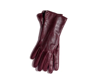 Burgundy Leather Gloves, Classical Gloves, Fall Winter Spring Clothing, Handmade Accessories, for Women, Unisex, Gift for her, for him