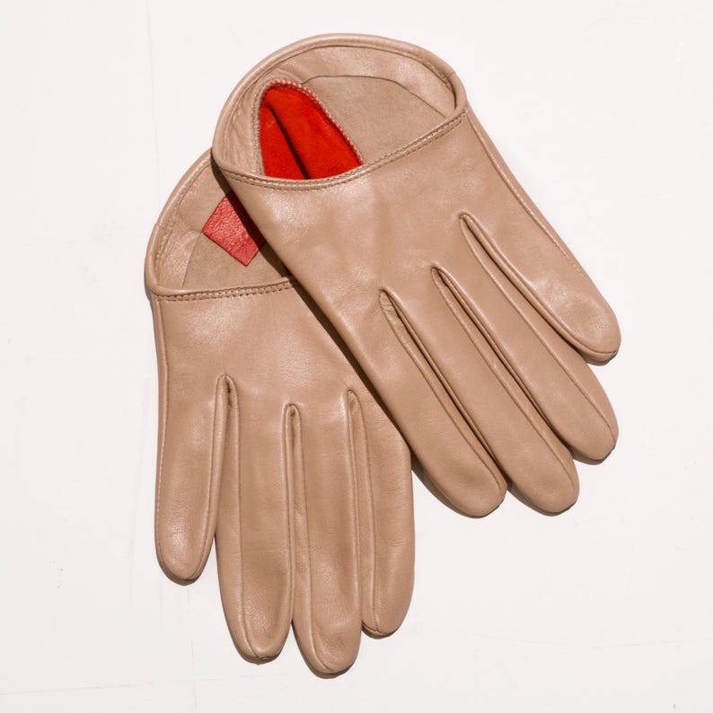 Colorful Leather Gloves, Fully Customizable Gloves, Fall Clothing, Short Handmade Gloves, Red & Brown Gloves, Elegant Leather Gloves, Gift image 2
