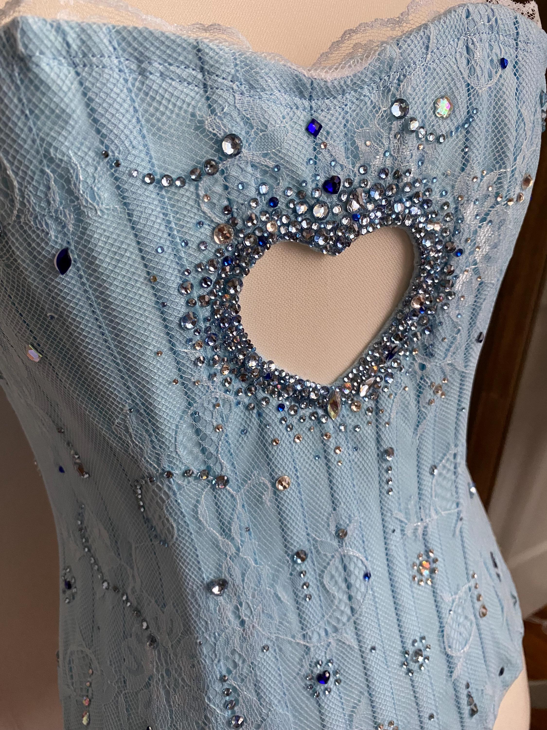 heart cutout corset dress Embellished corset dress covered with lace with Heart cutout XS / Beige + Fuchsia