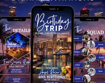 Miami Birthday Trip Invitation | Girls Getaway Itinerary (Digital Template)