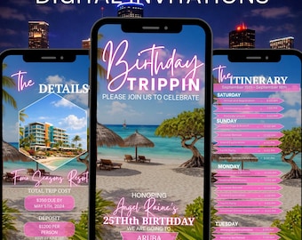 Aruba Birthday Trip Invitation | Girls Getaway Itinerary (Digital)