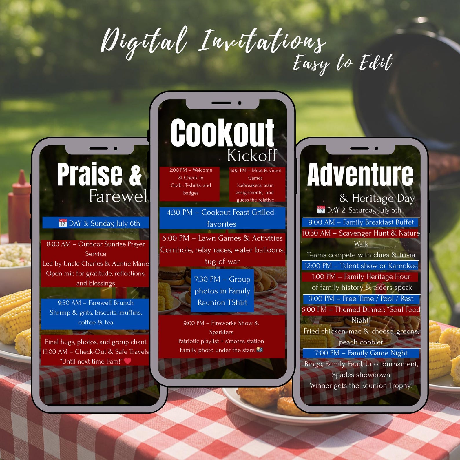 Family Reunion Trip 2025 Invitation Itinerary 4th of July Trip