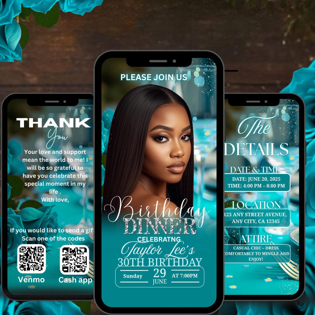 Birthday Dinner Party Invitation Digital | With Itinerary, & RSVP ...