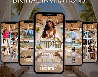 Mexico Birthday Trip Invitation | Girls Weekend Getaway, Itinerary (Digital Template | Girls Night Out | Girls Vacation | Girls Trip