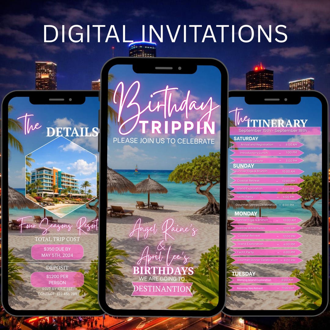 Birthday Trip Invitation | Girls Getaway Itinerary (digital)| Douple ...