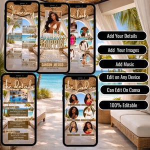 Mexico Birthday Trip Invitation | Girls Weekend Getaway, Itinerary (Digital Template | Girls Night Out image 4