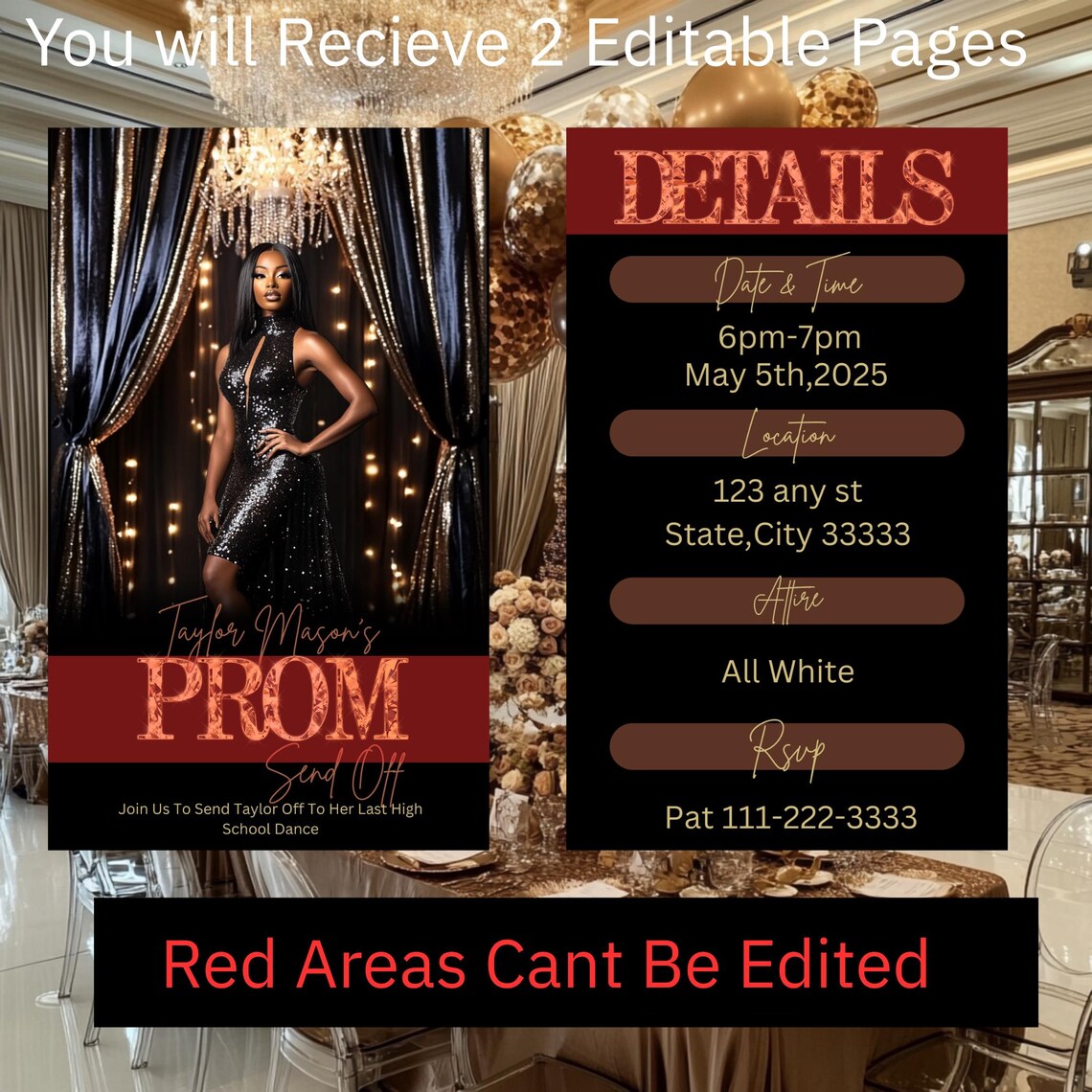 Prom Send off Invitation, Animated Invitation (digital, Editable ...