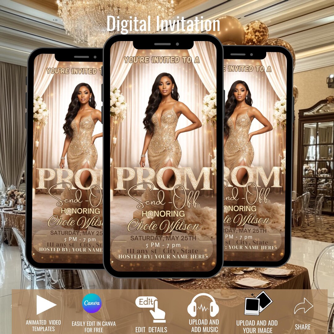 Prom Magazine Cover Invitation, Animated Send off (digital, Editable ...