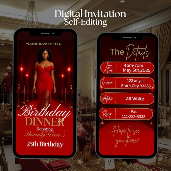 Birthday Digital Invitaion | With Itinerary,  & RSVP | Editable  Invitation Template