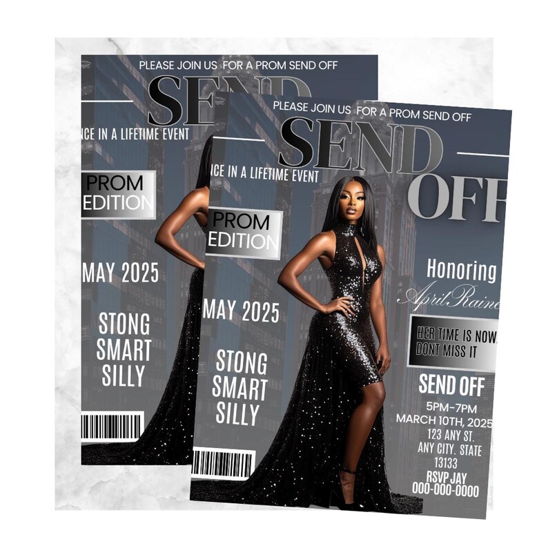 Magazine Cover Invitation, Details & RSVP |digital Invitation, Editable ...