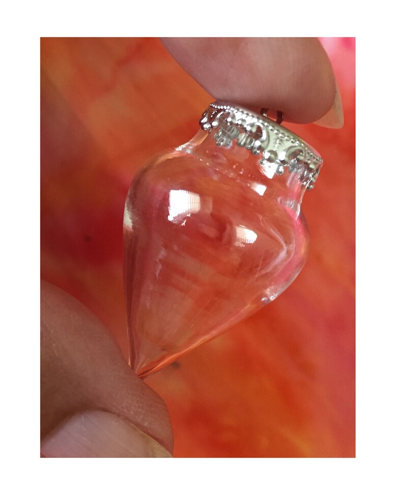 GLASS VIAL PENDANT Large 36mm x 24mm with Glueon Silver Tone Etsy