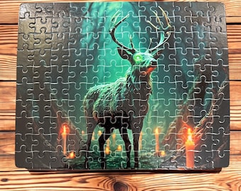 Whimsical Cryptid Puzzles – Bigfoot, Loch Ness, & Spooky Deer (120 Pieces Each)