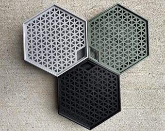 Plant Humidity Tray 6 Inch – Hexagon Pebble Tray for Indoor Plants with Removable Grid
