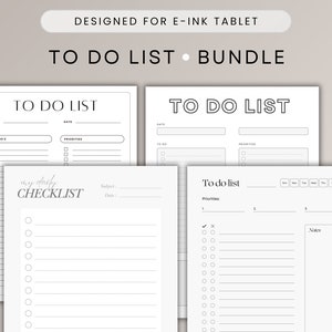 Bundle with 4 To Do List Templates for E-Ink Tablet, Daily Todo List, Tasks, Checklist, Priorities,Notes, Digital Organiser,Instant Download
