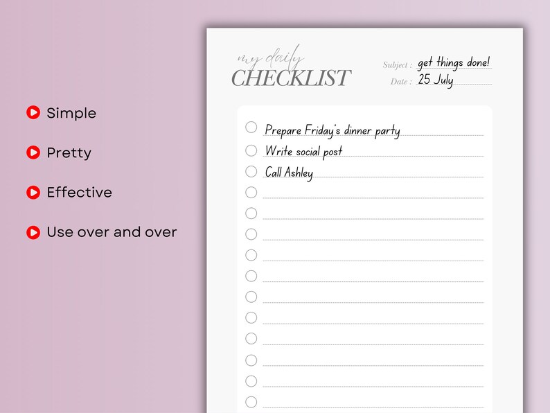 Checklist to Do List Templates Digital Download Todo for E ink