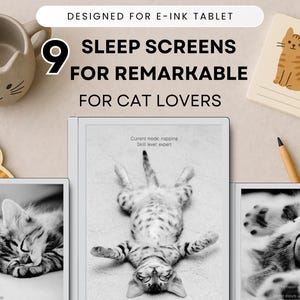 Cats Sleep Screen Bundle for reMarkable 2, Cute Cat Cover for reMarkable, Templates for reMarkable, Gift For Remarkable, Tablet Screen Saver